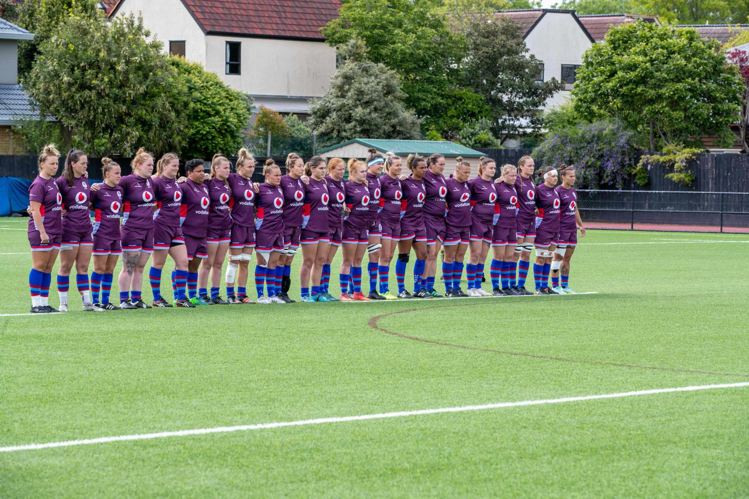 women in rugby line up